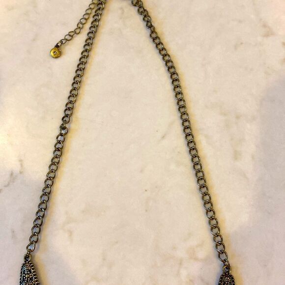 Brass color chain multi color faux stone geometric shapes brand new - Picture 3 of 3